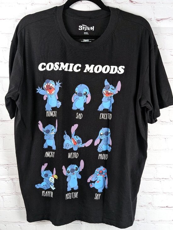 Disney Tops - Disney Stitch Cosmic Moods Black Graphic Tee XL